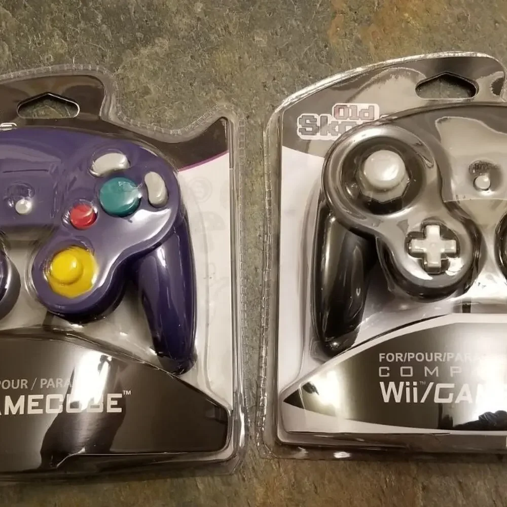 2 Gamecube Controllers - Purple & Black (NEW) - Nintendo - Old Skool
